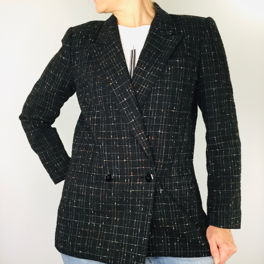 Vintage Sasson 80s tweed double breasted oversized blazer